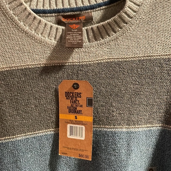 Men’s. Dockers sweater. Blue/gray stripes. Size small. New with tags. - Picture 4 of 4